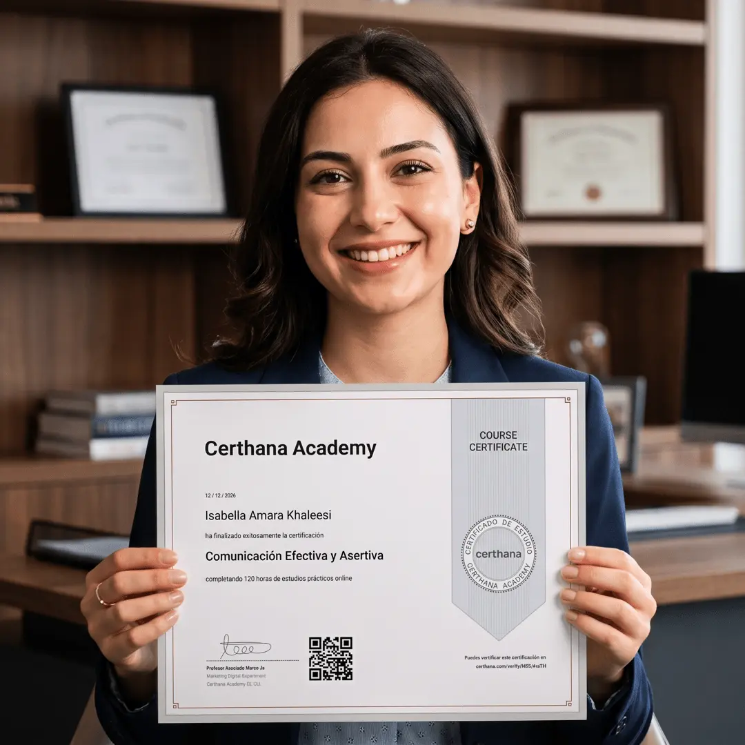 Ejemplo de Certificado Online de Certhana Academy, verificable internacionalmente