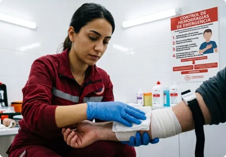 Control de hemorragias en primeros auxilios: presión directa, torniquete y los errores que agravan el sangrado