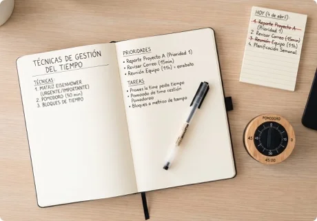 Técnicas de gestión del tiempo: cuál usar según tu tipo de trabajo y cómo combinarlas en tu semana