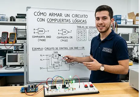 Cómo armar un circuito con compuertas lógicas en protoboard: del esquema al LED encendido