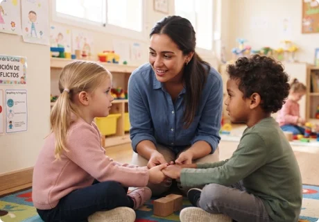 Resolución de conflictos en educación infantil: cómo mediar una pelea entre niños de 3 a 6 años paso a paso y poner límites sin gritos