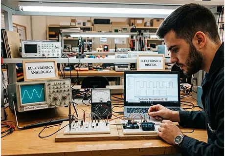 Diferencia entre electrónica analógica y digital: qué cambia en el trabajo y cuál te conviene aprender primero