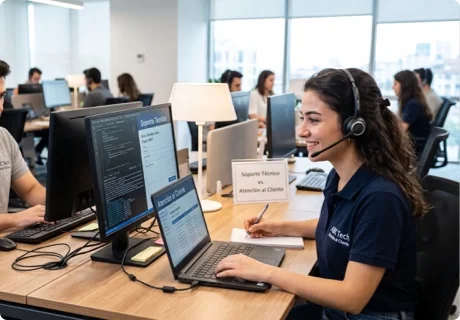 Diferencia entre soporte técnico y atención al cliente: qué hace cada puesto y cuál te conviene