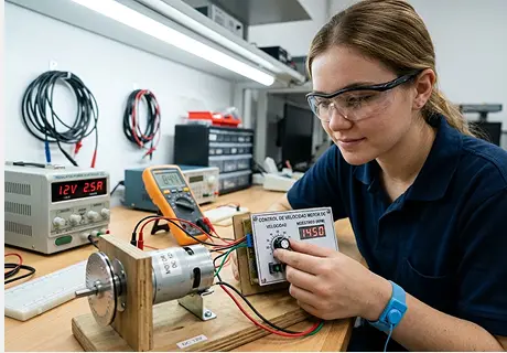 Control de velocidad de motor DC con PWM: circuito con MOSFET, diodo de protección y errores que queman el transistor