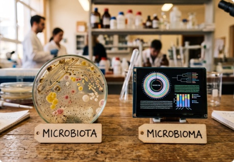 Diferencia entre microbiota y microbioma (y dónde encaja el holobionte)