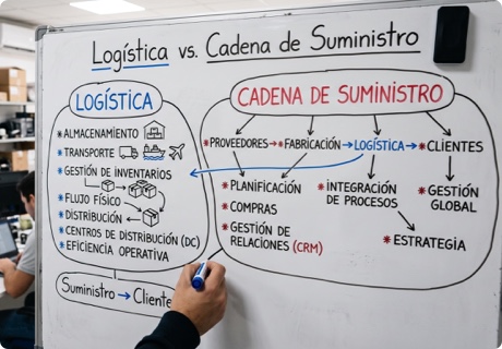 Diferencia entre logística y cadena de suministro (y qué perfil profesional trabaja en cada una)